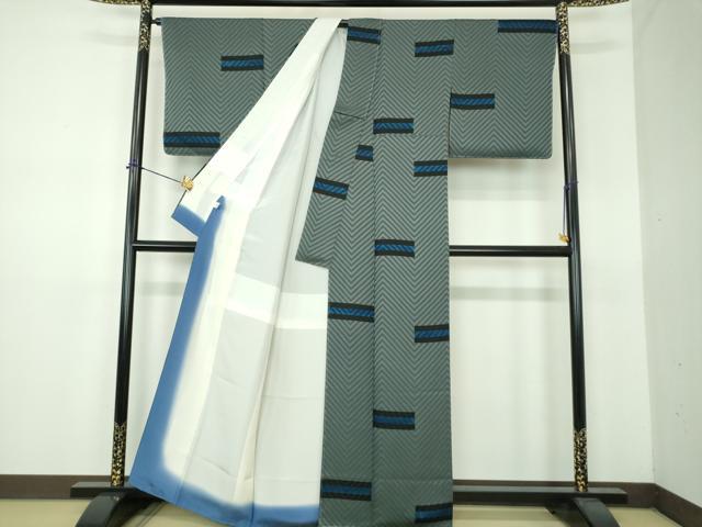 平和屋着物●上質な小紋 横段文 反端付き 正絹 逸品 未使用 DABE5877ps