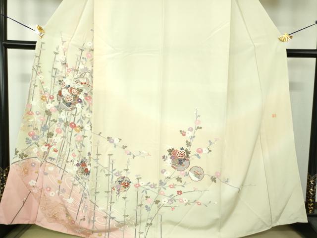平和屋着物●訪問着 作家物 流水雪輪花文 暈し染め 金彩 正絹 逸品 未使用 DABE5880ps
