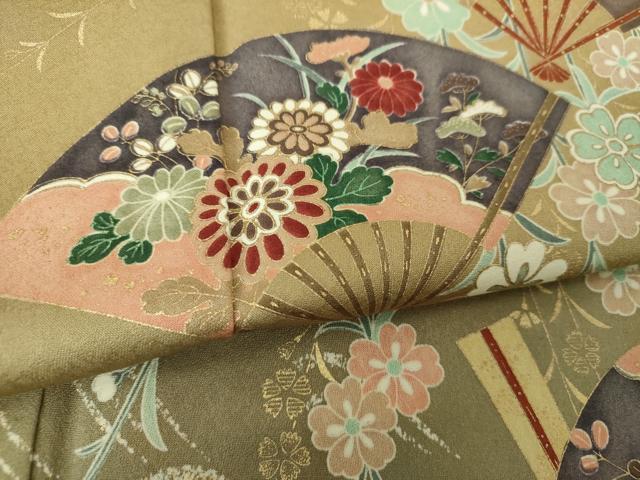 平和屋着物●訪問着 枝垂れ桜 扇面花文 暈し染め 金彩 正絹 逸品 DABE5887ps