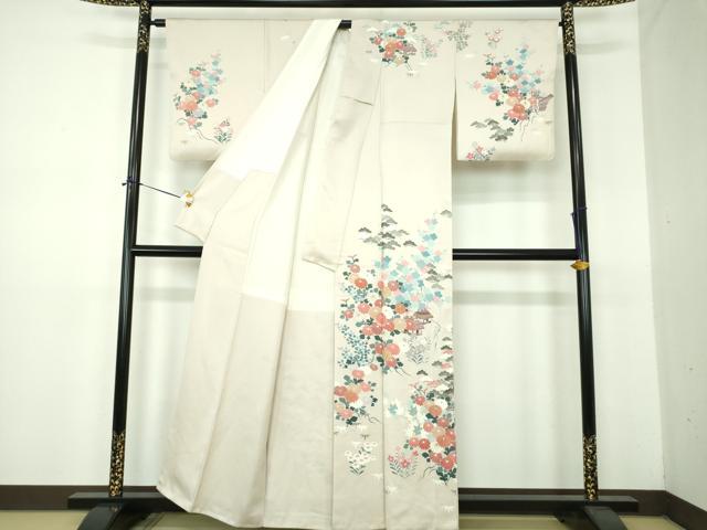 平和屋着物●訪問着 刺繍 風景花文 金彩 正絹 逸品 DABE5888ps