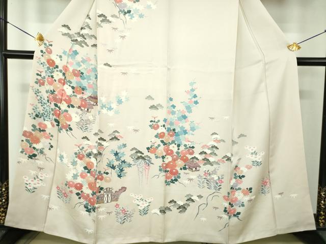 平和屋着物●訪問着 刺繍 風景花文 金彩 正絹 逸品 DABE5888ps