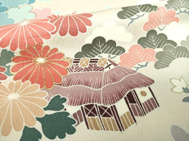 平和屋着物●訪問着 刺繍 風景花文 金彩 正絹 逸品 DABE5888ps