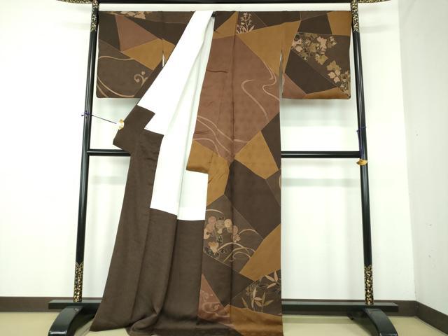 平和屋着物●訪問着 切嵌南天花文 金彩 ロング丈 正絹 逸品 DABE5889ps