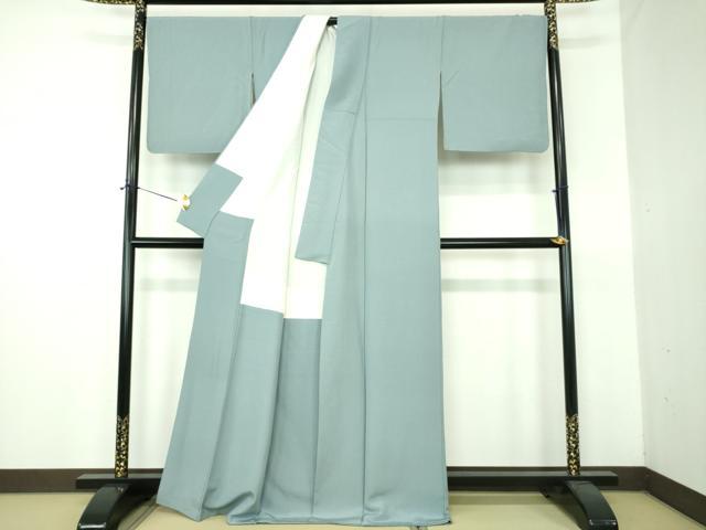 平和屋着物●上質な色無地 藍鼠色 正絹 逸品 DABE5896ps
