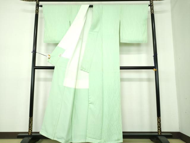 平和屋着物●上質な色無地 紐地紋 薄萌葱色 やまと誂製 正絹 逸品 未使用 DABE5898ps