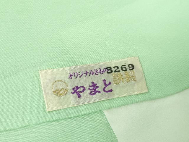 平和屋着物●上質な色無地 紐地紋 薄萌葱色 やまと誂製 正絹 逸品 未使用 DABE5898ps