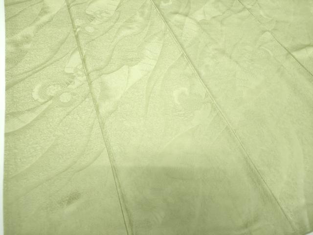 平和屋着物●上質な色無地 立波鏡裏地紋 若菜色 正絹 逸品 DABE5903ps