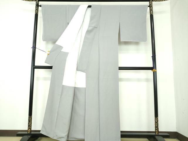 平和屋着物●上質な色無地 桔梗鼠色 正絹 逸品 未使用 DABE5906ps
