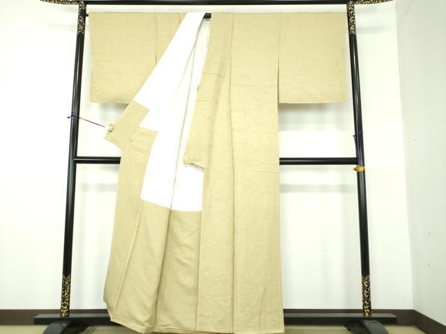 平和屋着物●上質な色無地 風景人物花地紋 砥の粉色 さが美扱い 正絹 逸品 未使用 DABE5911ps