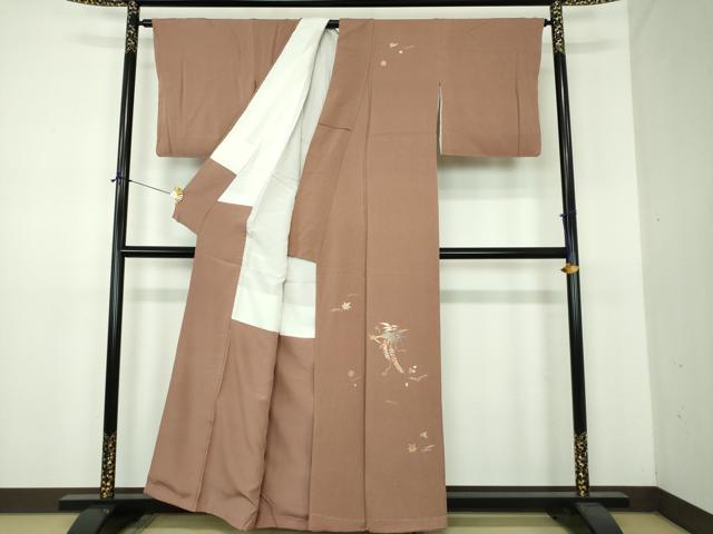 平和屋着物●訪問着 駒刺繍 総刺繍 吹き寄せ花文 藤花房 鬼しぼ縮緬 金糸 正絹 逸品 DABE5915ps