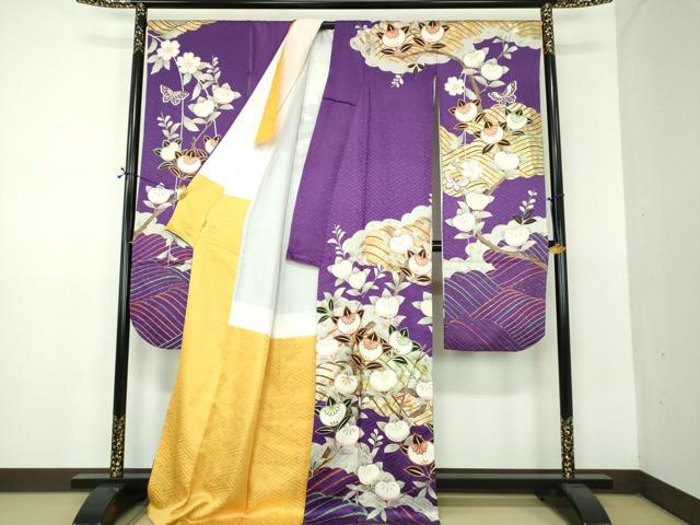 平和屋着物●女優・後藤久美子ブランド 振袖 駒刺繍 枝垂れ桜 雲取り舞蝶橘 金銀彩 ますいわ屋扱い 正絹 逸品 DABE5916ps