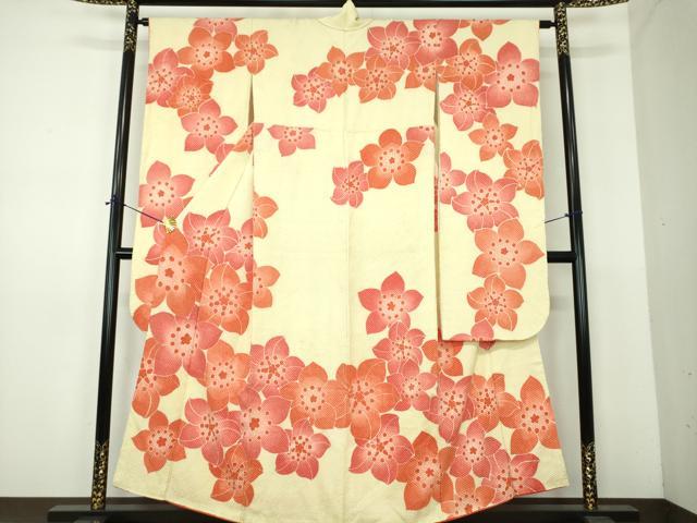 平和屋着物●名門 藤娘きぬたや・総絞り 振袖 総絞り 舞花文 正絹 逸品 DABE5917ps