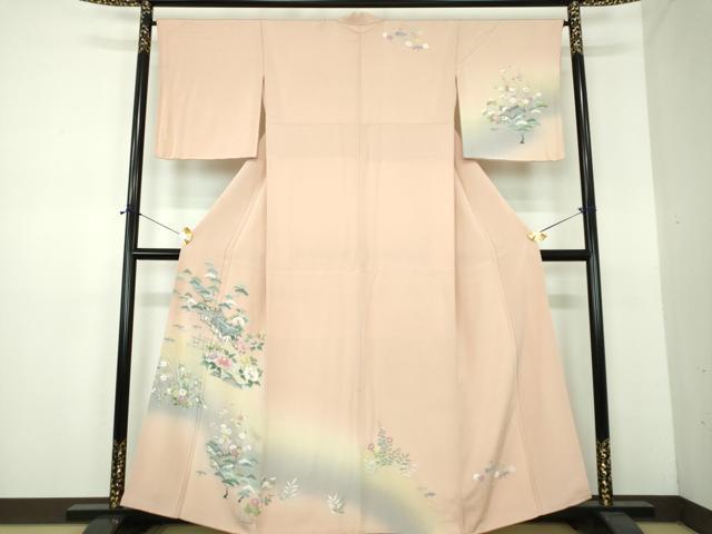 平和屋着物●訪問着 友禅 風景花文 暈し染め 正絹 逸品 DABE5922ps