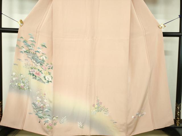 平和屋着物●訪問着 友禅 風景花文 暈し染め 正絹 逸品 DABE5922ps