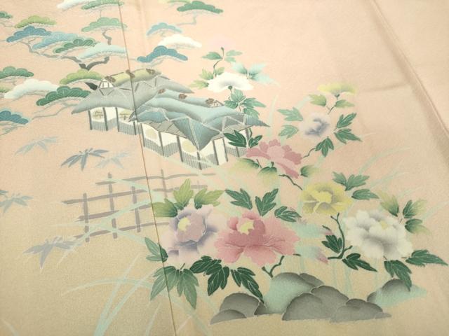 平和屋着物●訪問着 友禅 風景花文 暈し染め 正絹 逸品 DABE5922ps