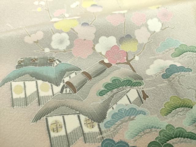 平和屋着物●訪問着 友禅 風景花文 暈し染め 正絹 逸品 DABE5922ps