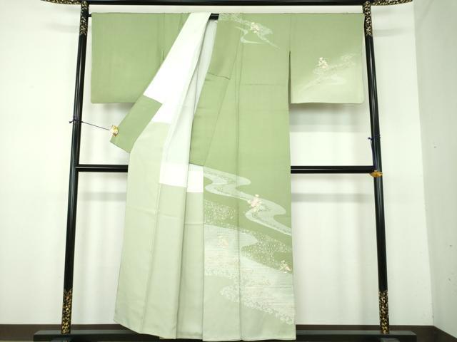 平和屋着物●訪問着 刺繍 草花文 金彩 正絹 逸品 DABE5924ps