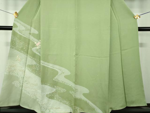 平和屋着物●訪問着 刺繍 草花文 金彩 正絹 逸品 DABE5924ps