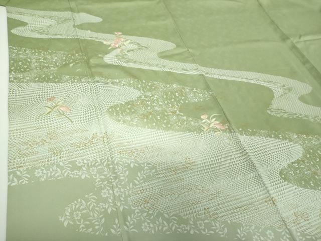 平和屋着物●訪問着 刺繍 草花文 金彩 正絹 逸品 DABE5924ps