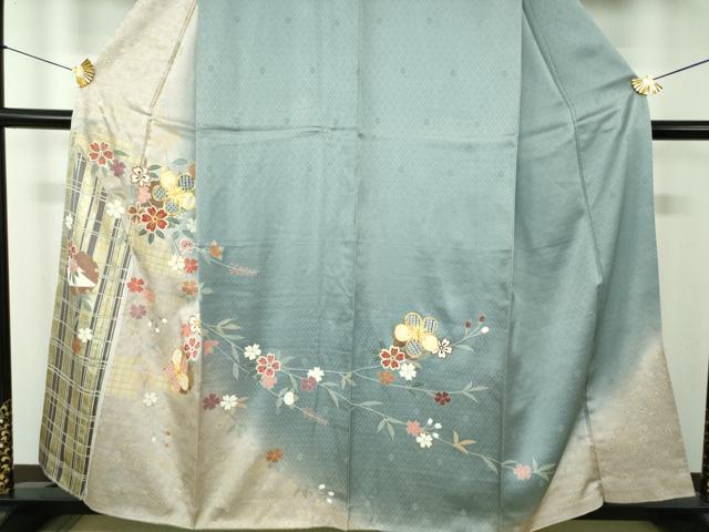 平和屋着物●訪問着 駒刺繍 枝垂れ桜 雪輪舞桜 暈し染め 金銀彩 正絹 逸品 DABE5925ps