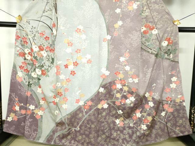 平和屋着物●英王室献上友禅作家 木下勝功 訪問着 駒刺繍 枝梅 菊文 金彩 正絹 逸品 未使用 DABE5927ps
