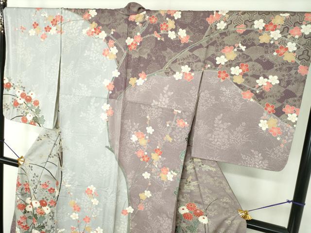 平和屋着物●英王室献上友禅作家 木下勝功 訪問着 駒刺繍 枝梅 菊文 金彩 正絹 逸品 未使用 DABE5927ps