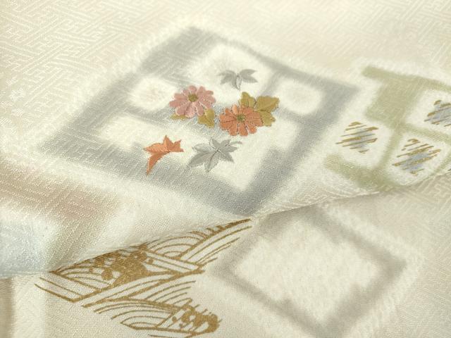 平和屋着物●訪問着 刺繍 絞り 花菱文 金彩 正絹 逸品 DABE5932ps