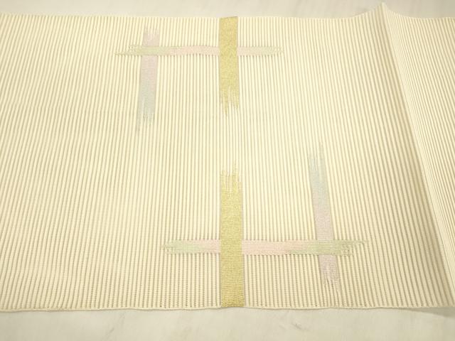 平和屋着物*夏物 絽綴れ 八寸名古屋帯 抽象文様 金銀糸 正絹 逸品 DABE6012cm
