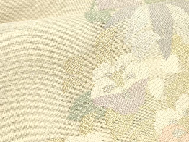 平和屋着物*夏物 六通柄袋帯 流水花文 藤花房 金銀糸 正絹 逸品 DABE6046cm