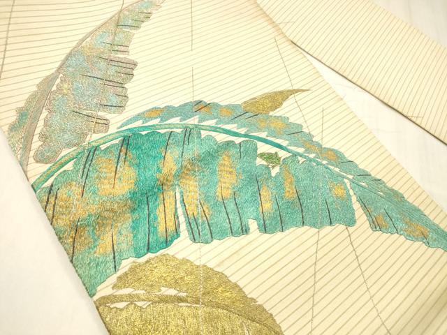 平和屋着物*夏物 アンティーク 大正ロマン 九寸名古屋帯 駒刺繍 総刺繍 金糸 正絹 逸品 DABE6051cm