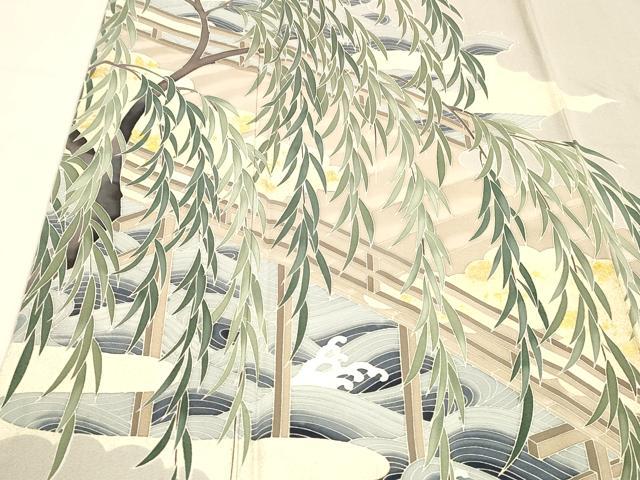 平和屋着物■豪華色留袖 流水渡橋文 金彩 正絹 逸品 DABE6066cm