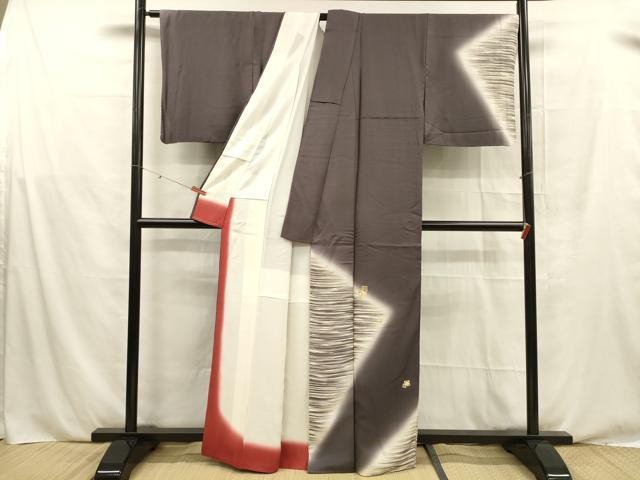 平和屋着物■訪問着 竹屋町刺繍 作家物 抽象文様 暈し染め 金彩 正絹 逸品 DABE6075cm