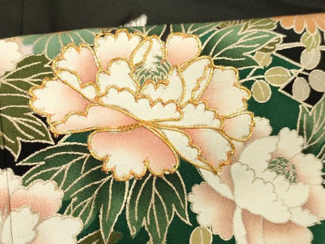 平和屋着物■豪華黒留袖 駒刺繍 宝尽くし花車文 藤花房 金彩 正絹 逸品 DABE6090cm