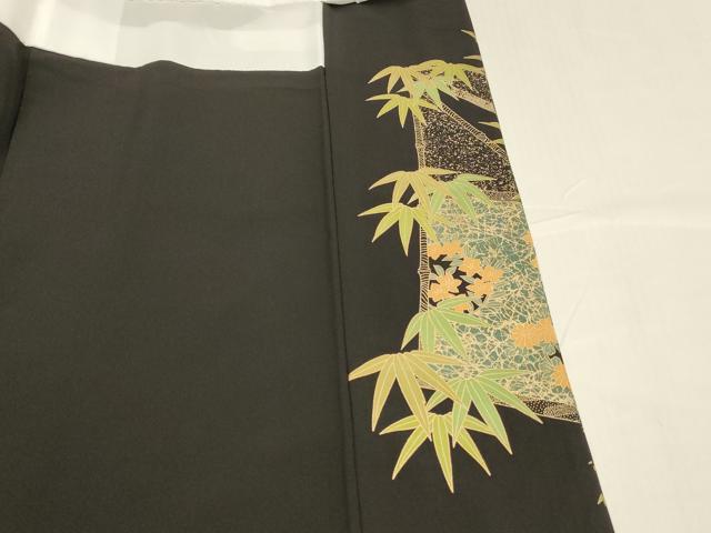 平和屋着物■豪華黒留袖 扇面宝尽くし花唐草文 松竹梅 金彩 正絹 逸品 DABE6101cm