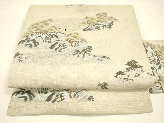 平和屋着物*夏物 アンティーク 大正ロマン 九寸名古屋帯 風景文 金銀糸 正絹 逸品 DABE6107cm