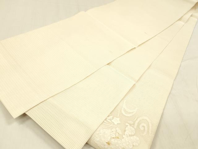 平和屋着物*夏物 絽綴れ 太鼓柄袋帯 流水草花文 正絹 逸品 DABE6111cm