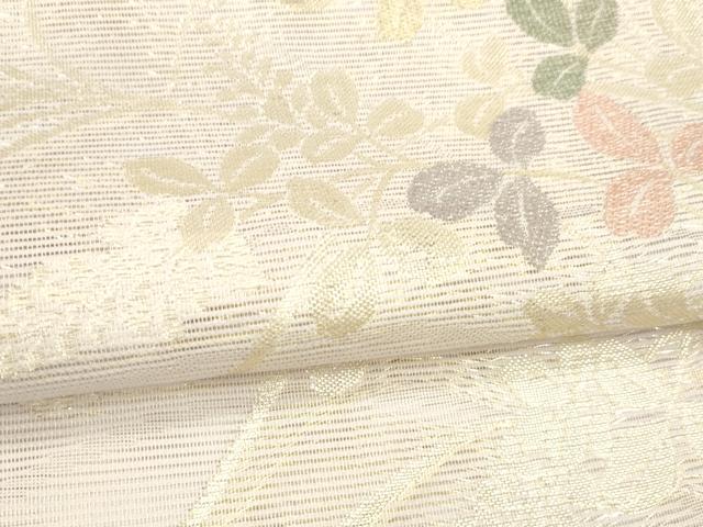 平和屋着物*夏物 六通柄袋帯 草葉文 金銀糸 DABE6126cm