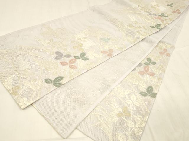 平和屋着物*夏物 六通柄袋帯 草葉文 金銀糸 DABE6126cm