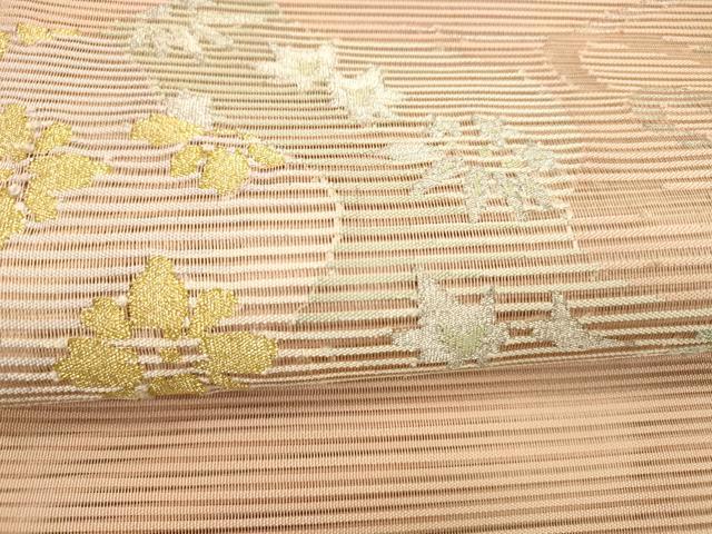 平和屋着物*夏物 絽綴れ 太鼓柄袋帯 草花文 金銀糸 正絹 逸品 DABE6156cm