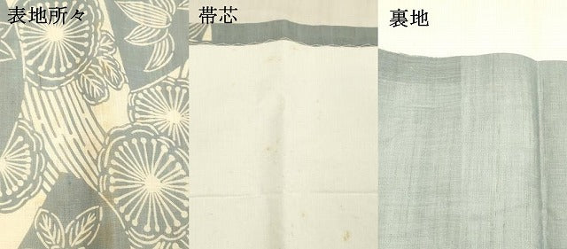 平和屋着物*夏物 九寸開き名古屋帯 伊勢型染 作家物 地紙草花文 麻 逸品 DABE6203cm