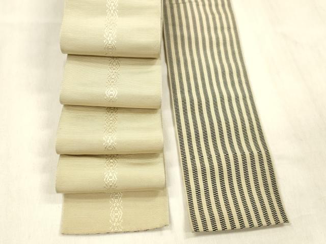 平和屋着物●男性 本場筑前博多織 両面 角帯 献上 間道 正絹 逸品 DABE6272cm