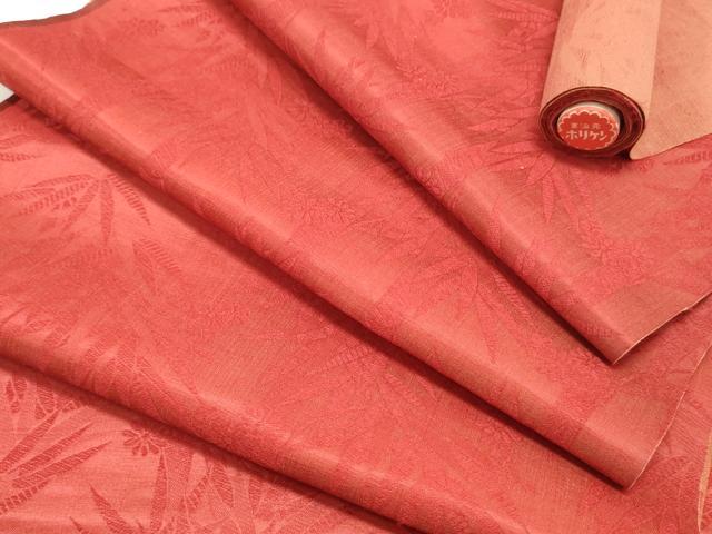 平和屋着物▼アンティーク 大正ロマン 名古屋帯 帯反物 笹竹花文 深緋色 逸品 DABE6693zy
