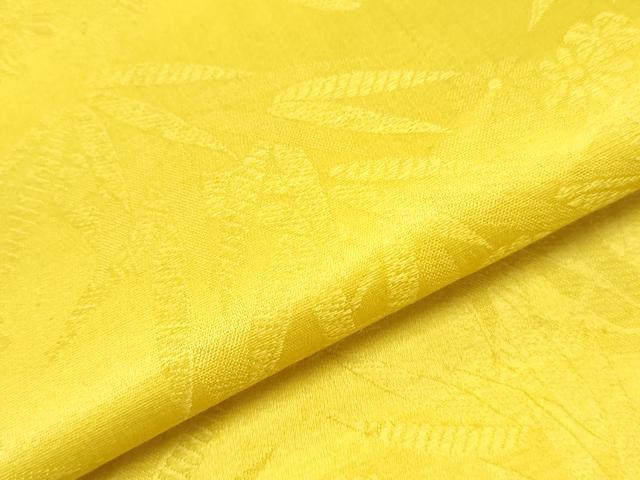 平和屋着物▼アンティーク 大正ロマン 名古屋帯 帯反物 笹竹花文 黄支子色 逸品 DABE6694zy