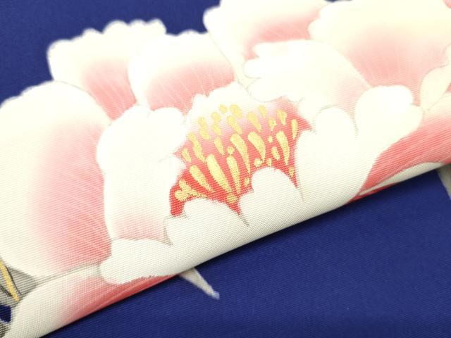 平和屋着物▼塩瀬 名古屋帯 帯反物 牡丹 金彩 逸品 未使用 DABE6765zy