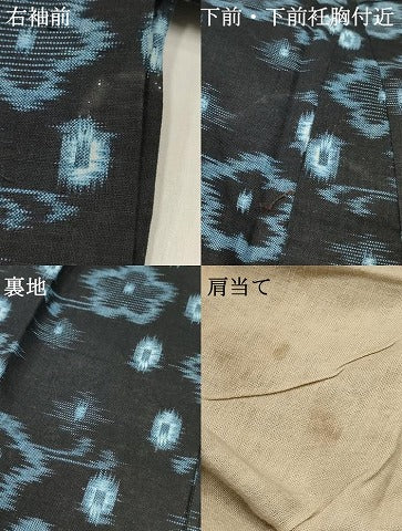 平和屋着物*夏物 久留米絣 女の子 子供 7歳 浴衣 光琳椿 綿 逸品 DABE7201ma