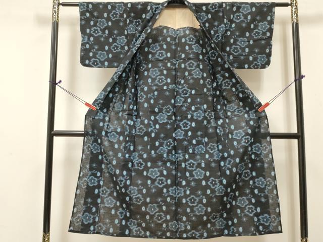 平和屋着物*夏物 久留米絣 女の子 子供 7歳 浴衣 光琳椿 綿 逸品 DABE7201ma
