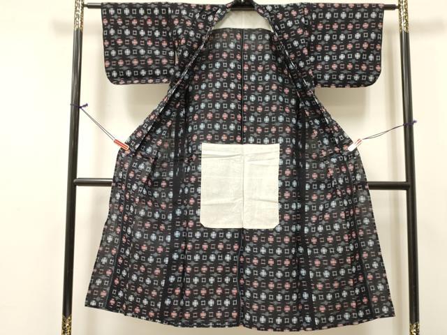 平和屋着物*夏物 久留米絣 女の子 子供 7歳 浴衣 絣文様 綿 逸品 DABE7202ma