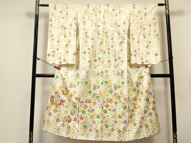 平和屋着物∵女の子 十三参り 子供 祝着 駒刺繍 花蝶文 金彩 逸品 DABE7234ma