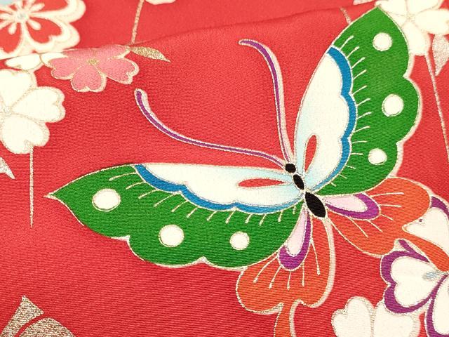 平和屋着物∵女の子 十三参り 子供 祝着 花蝶文 暈し染め 金銀彩 逸品 DABE7235ma