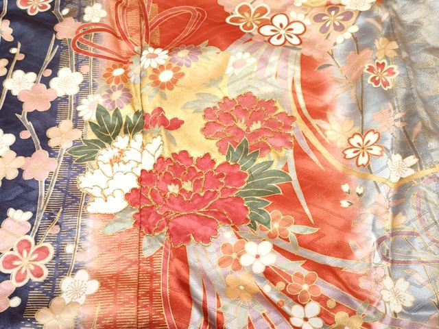 平和屋着物∵女の子 十三参り 子供 祝着 駒刺繍 花蝶鞠文 暈し染め 金彩 逸品 DABE7308ma